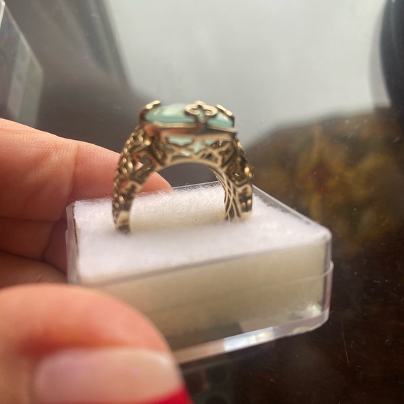 Handmade lucky clover 4 leaves style gold plated silver ring , size 7 - Picture 10 of 12